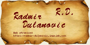Radmir Dulanović vizit kartica
